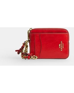 COACH Zip Card Case With Bows - Red
