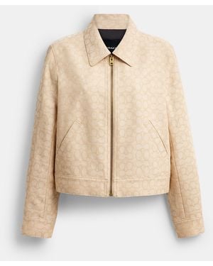 COACH Signature Zip Front Jacket - Natural
