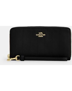 COACH Long Zip Around Wallet With Quilting - Black