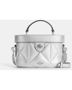 COACH Kay Crossbody In Silver Metallic With Puffy Diamond Quilting - White