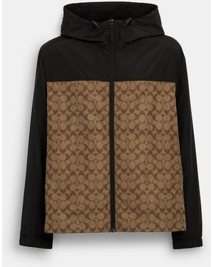 COACH Signature Full Zip Windbreaker - Brown