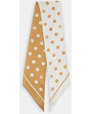 COACH Distressed Dot Print Silk Wide Skinny Scarf - Metallic