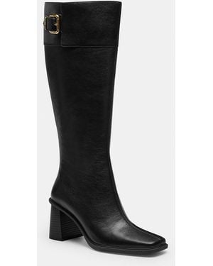COACH Heeled Buckle Boot - Black