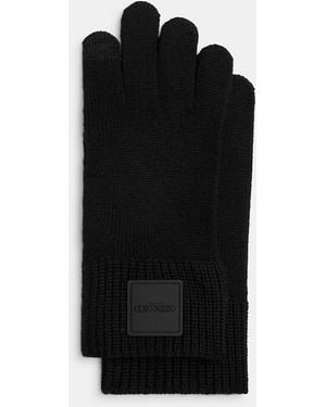 COACH Knit Tech Gloves With Rubber Patch - Black