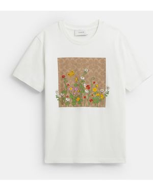 COACH Floral Signature Square Classic T-Shirt - White