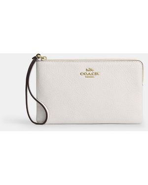 COACH Large Corner Zip Wristlet - White