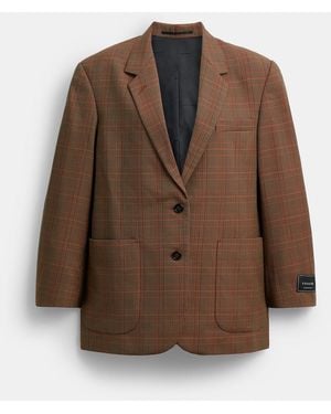 COACH Oversized Single Breasted Blazer - Brown