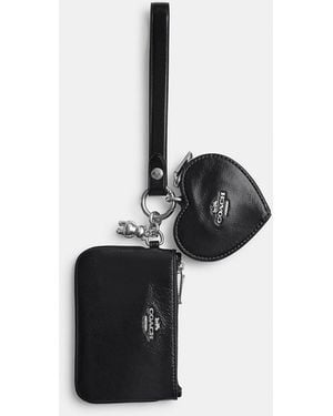 COACH Wristlet And Heart Pouch With Charm - Black