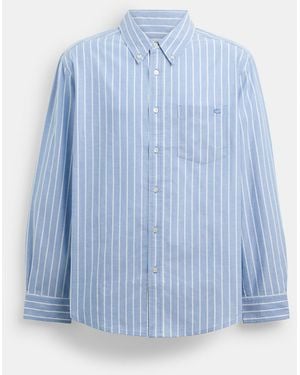 COACH Long Sleeve Button Down Shirt - Blue