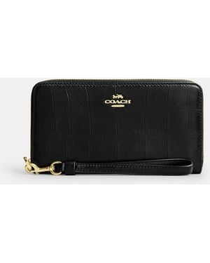 COACH Long Zip Around Wallet - Black