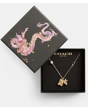 COACH New Year Pendant Necklace With Dragon - Black
