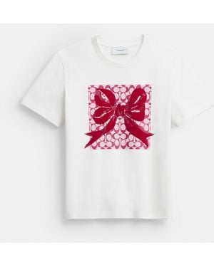 COACH Signature Square Bow Classic T-Shirt - Red