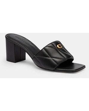COACH Holly Block Heel Sandal With Quilting - Black