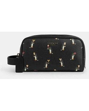 COACH Small Travel Kit With Penguin Print - Black