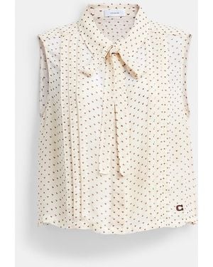 COACH Cropped Sleeveless Blouse - White