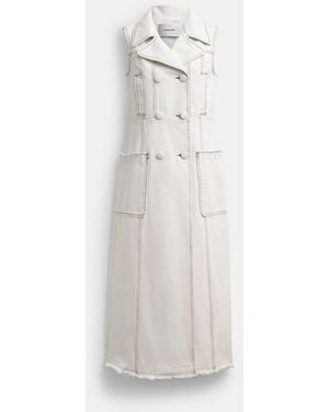 COACH Sleeveless Denim Coat - White