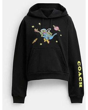 COACH Cosmic Coach Rexy Print Raglan Hoodie - Black