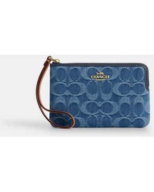 COACH Corner Zip Wristlet - Blue