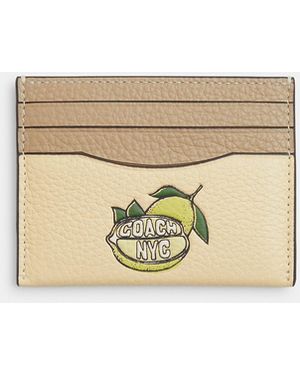 COACH Slim Id Card Case With Lemon Graphic - Metallic