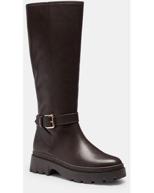 COACH Lucy Lug Sole Boot With Signature Canvas - Brown
