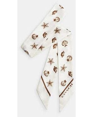 COACH Mini Seashell Print Silk Skinny Scarf - Black