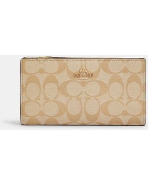 COACH Slim Zip Wallet - Natural