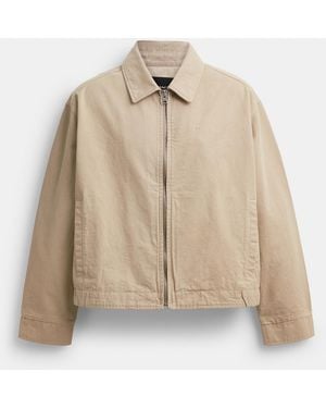 COACH Zip Up Blouson Jacket - Natural