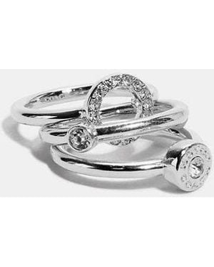COACH Open Circle Halo Ring Set - Black