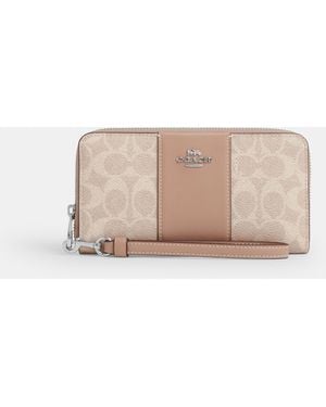 COACH Long Zip Around Wallet - Natural