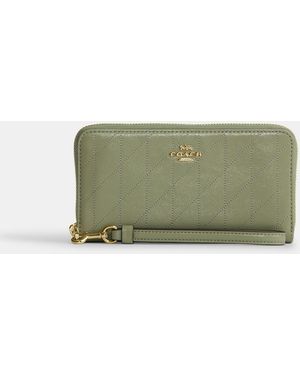 COACH Long Zip Around Wallet With Quilting - Green