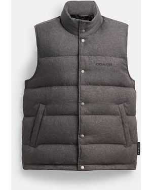 COACH Solid Down Vest - Gray
