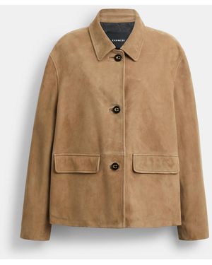 COACH Suede Coat - Natural