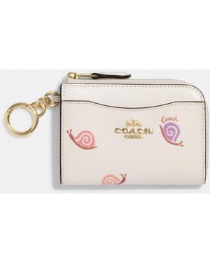 COACH L Zip Card Case With Snail Print - White