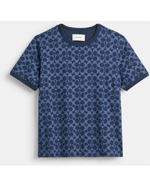 COACH Signature Ringer T-Shirt - Blue