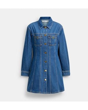COACH Long Sleeve Denim Dress - Blue