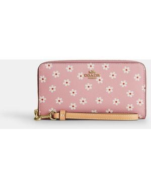COACH Long Zip Around Wallet With Floral Print - Pink