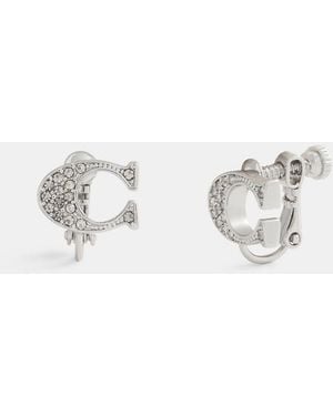 COACH Sculpted C Clip-On Earrings - White