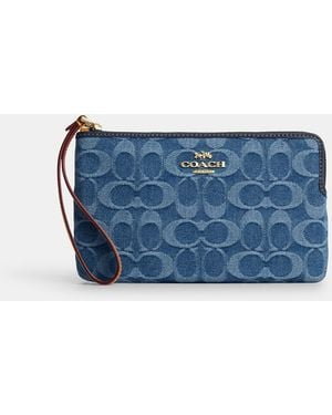 COACH Large Corner Zip Wristlet - Blue