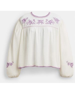 COACH Floral Embroidered Blouse - Black