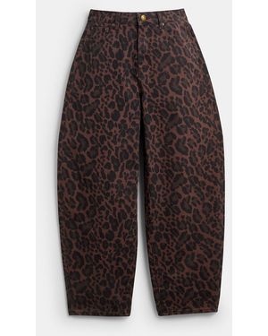 COACH Leopard Print Barrel Jeans - Brown