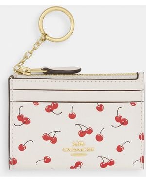 COACH Mini Skinny Id Case With Cherry Print - Pink