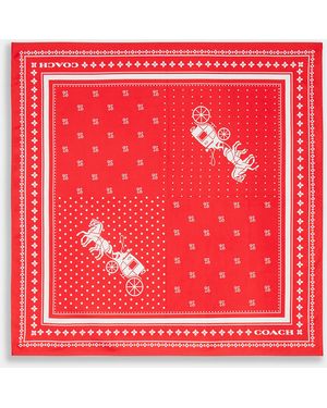 COACH Horse And Carriage Dot Print Silk Bandana - Red