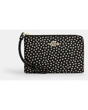 COACH Corner Zip Wristlet With Spot Print - Black