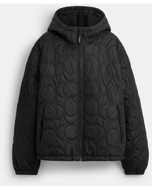 COACH Quilted Signature Puffer Jacket - Black