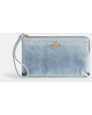 COACH Large Corner Zip Wristlet - Blue