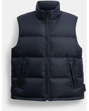 COACH Tonal Signature Down Vest - Blue
