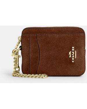 COACH Zip Card Case - Brown