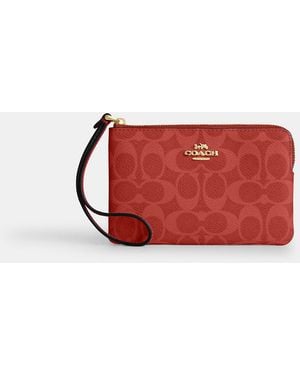 COACH Corner Zip Wristlet - Red