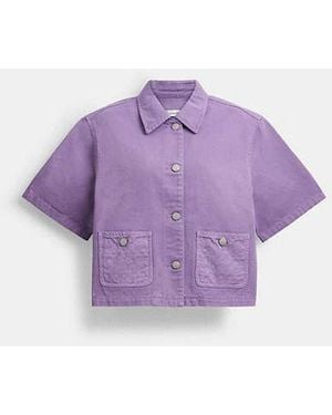 COACH Denim Short Sleeve Top - Purple