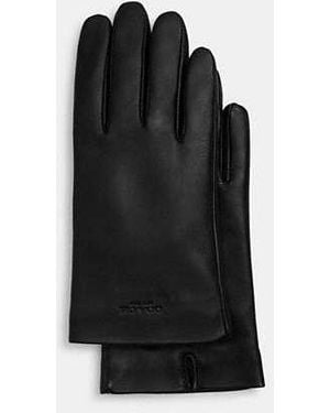 COACH Leather Tech Gloves - Black